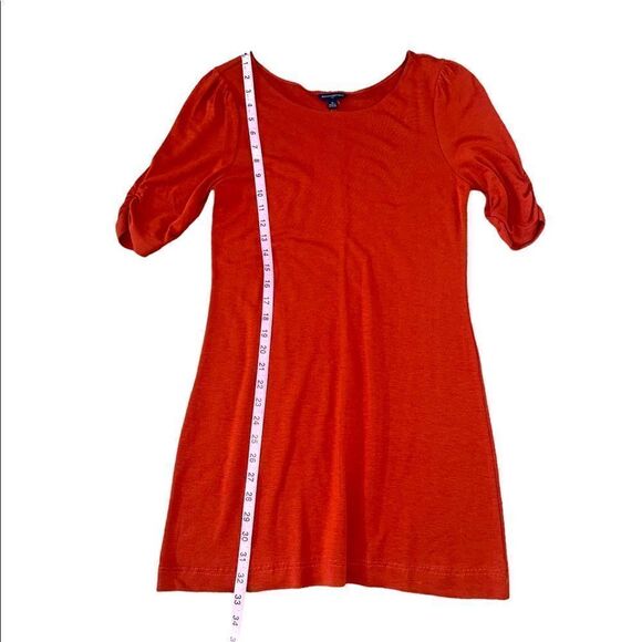 Banana Republic Ruched Sleeve Shift Dress in Burnt Tangerine Medium NWT - Picture 11 of 12